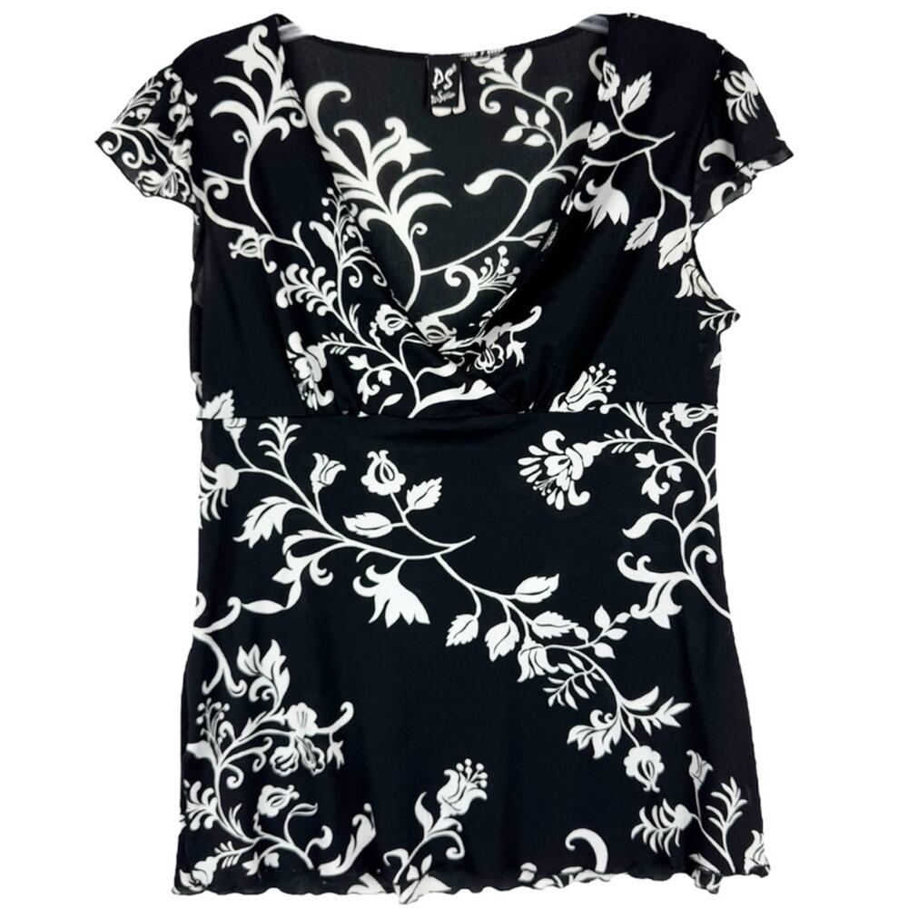 Vintage Y2K Babydoll Lettuce Hem Cap Sleeve Whimsigoth‎ Fairy Grunge Top Black M